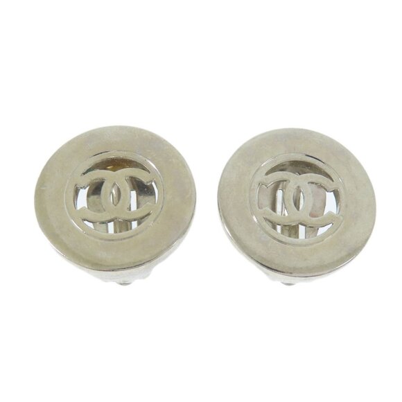 CHANEL Silver Logo Earrings - Picture 1 of 11